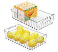mDesign Set of 2 Kitchen Food Storage Box - Stackable, Clear