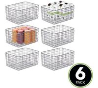 mDesign Set of 6 All Purpose Metal Baskets - Kitchen Storage Baskets Pc Graphite