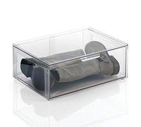 mDesign Shoe Storage Box with Drawer - Sturdy Plastic Storage Box for Shoes - Stackable Drawer Box for Shoes, Accessories and More - Clear