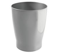 mDesign Silver Plastic Round Bathroom Bin and Bedroom Bin - 6.2L Rubbish Bin for Bedrooms, Bathrooms, Home and Offices