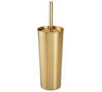 mDesign Slim Metal Toilet Brush Holder Modern Toilet Brush Set for The Bathroom Practical standing Toilet Brush and Holder with Rust-Resistant Finish Gold