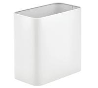 mDesign Small Metal Trash Can for Bathroom, Mini Trash Can for Master or Guest Bathroom, Bedroom, Garage, Laundry Room or Playroom, White, 1 Piece