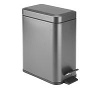 mDesign Small Modern 1.3 Gallon Rectangle Metal Lidded Step Trash Can, Compact Garbage Bin with Removable Liner Bucket and Handle for Bathroom, Kitchen, Craft Room, Office, Garage - Graphite Gray