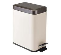 mDesign Small Modern 1.3 Gallon Rectangle Metal Lidded Step Trash Can, Compact Garbage Bin with Removable Liner Bucket and Handle for Bathroom, Kitchen, Craft Room, Office, Garage - Vanilla/Bronze