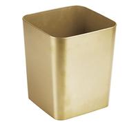 mDesign Small Square Metal 2.3 Gallon Trash Can Wastebasket Garbage Container Bin for Bathroom, Powder Room, Bedroom - Holds Waste and Recycling - Unity Collection - Soft Brass