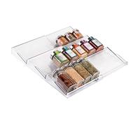 mDesign Spice Drawer - Pull Out Spice Organiser for a Tidy Kitchen - 3 Tier Spice Storage for Jars and Packets - Avoid Clutter in Your Kitchen & Enjoy Stress Free Cooking - Transparent