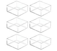 mDesign Stackable Desk Drawer Organizer for Sticky Notes, Thumbtacks, Push Pins - Pack of 6, 4" x 4" x 2", Clear