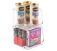 mDesign Stackable Plastic Storage Boxes - Pack of 2 - Kitchen Storage and Organiser Bins Made from Durable Plastic - Ideal Storage Containers for Food and Utensils - Clear