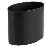mDesign Stainless Steel Metal Oval Trash Can, 7.9 Liter/2.09 Gallon Wastebasket, Garbage Basket Bin for Bathroom, Bedroom, Kitchen, Home Office, Holds Waste and Recycle, Mirri Collection, Black