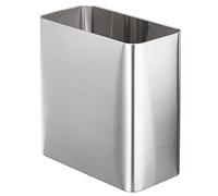 mDesign Stainless Steel Slim Rectangular Modern Metal 2.6 Gallon/10 Liter Trash Can Wastebasket, Garbage Container Bin for Bathroom, Bedroom, Kitchen, Home Office; Holds Waste, Recycling - Chrome