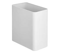 mDesign Stainless Steel Slim Rectangular Modern Metal 2.6 Gallon Trash Can Wastebasket, White