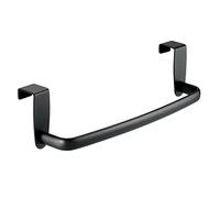 mDesign Stainless Steel Tea Towel Holder - Over Door Towel Rail with No Drilling Required - Kitchen Towel Holder - Ideal for Kitchens & Bathrooms - Matte Black