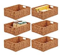mDesign Storage Baskets - Bathroom and Bedroom Storage Basket Set - Wardrobe Organiser Baskets for Clothes, Shoes and Accessories - Pack of 6 - Camel Brown