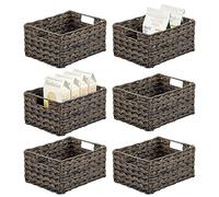 mDesign Storage Baskets - Bathroom and Bedroom Storage Basket Set - Wardrobe Organiser Baskets for Clothes, Shoes and Accessories - Pack of 6 - Espresso Brown