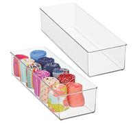 mDesign Storage Box - Practical Clothing Storage Box for The Bedroom - Makeup, Accessories and Clothes Organiser - Pack of 2 - Clear