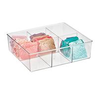 mDesign Storage Box with 6 Compartments - Practical Clothing Storage Box for the Bedroom - Ideal Makeup, Accessories and Clothes Organiser Made of BPA-Free Plastic - Clear