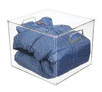 mDesign Storage Box with Handles - Plastic Storage Box for Clothing, Shoes, Craft Supplies etc. - Also Suitable as a Wardrobe Organiser - Clear
