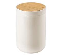 mDesign Swing Lid Bathroom Bin - Bamboo and Plastic Rubbish Bin for Bathroom - Small Waste Bin - Cream/Bamboo
