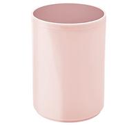 mDesign Swing Lid Bathroom Bin - Small Round Metal Rubbish Bin for Bathroom or Bedroom - Practical Small Waste Bin with Swing Lid - Light Pink/Pink