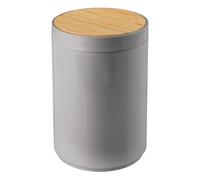 mDesign Swing Lid Bin - Bamboo and Plastic Rubbish Bin for Bathroom or Bedroom - Small Waste Bin with Swing Lid for Easy Access - Grey/Natural