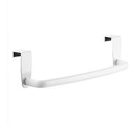 mDesign Tea Towel Holder - Over Door Towel Rail for Cupboards and Kitchens - Kitchen Towel Holder for Hand Towels, Tea Towels and Cloths - White