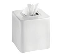 mDesign Tissue Box - Decorative Tissue Box Holder for Bedrooms, Bathrooms and More - Square Tissue Box Cover for Facial and Cosmetic Tissues - White