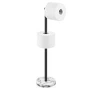 mDesign Toilet Paper Holder - Modern Toilet Roll Dispenser for Bathrooms - Freestanding Toilet Roll Holder - Marbled/Black