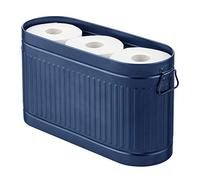 mDesign Toilet Roll Holder for 6 Rolls - Freestanding Metal Bathroom Storage for Toilet Roll - Compact Toilet Roll Storage for Main or Guest Bathroom - Navy