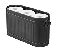 mDesign Toilet Roll Holder for 6 Rolls - Freestanding Metal Bathroom Storage for Toilet Roll - Compact Toilet Roll Storage for Main or Guest Bathroom - Black