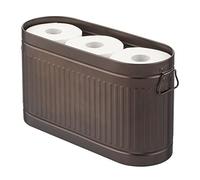 mDesign Toilet Roll Holder for 6 Rolls - Freestanding Metal Bathroom Storage for Toilet Roll - Compact Toilet Roll Storage for Main or Guest Bathroom - Bronze