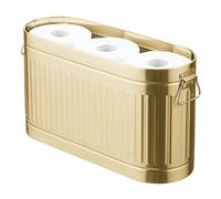 mDesign Toilet Roll Holder for 6 Rolls standing Metal Bathroom Storage for Toilet Roll Compact Toilet Roll Storage for Main or Guest Bathroom Soft Brass
