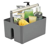 mDesign Under Sink Storage - Plastic and Metal Bathroom Caddy - Portable Cosmetics Organiser - Charcoal Grey/Matte Satin
