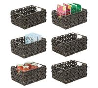 mDesign Wicker Storage - Wicker Baskets for Kitchen Boxes Small 6