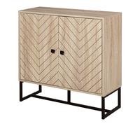 MDF 2-Tier Storage Cabinet Adjustable Shelf Metal Frame Handles Tabletop Unique Home Style Organiser - 80H x 80L x 29.5Wcm-Oak - Home Living | TJ Hug