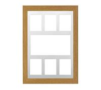 MDF 30mm Oak Frame A1 Multi Aperture Picture Frame with White Mount to fit (6x) 8x6' (1x) 20x10' Photos with Perspex Sheet - Wall Mountable Landscape or Portrait