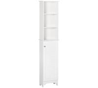 HOMCOM Tall Cabinet Storage Cupboard Floor Standing Bathroom Furniture in White HOMCOM White