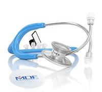 MDF Acoustica Lightweight Stethoscope, Adult, Dual Head, Bright Blue, Silver Chestpiece-Headset,MDF747XP14