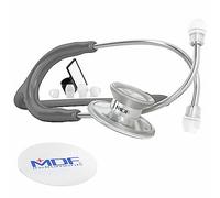 MDF Acoustica Lightweight Stethoscope for Doctors, Nurses, Students, Home Health Use, Adult, Dual Head, Black Tube, Silver Chestpiece-Headset, MDF747XP11