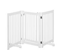 MDF Dog Gate Step over Panel Fence Expandable Folding w/Latch Support Feet White