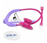 MDF Instruments, Acoustica Lightweight Stethoscope for Doctors, Nurses, Students, Home Health Use, Adult, Dual Head, Pastel Purple Tube, Pink Alloy Chestpiece-Headset, MDF747XPPA07
