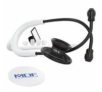 MDF Instruments, Acoustica Lightweight Stethoscope for Doctors, Nurses, Students, Home Health Use, Adult, Dual Head, White Tube, Black Chestpiece-Headset, MDF747XPBO29