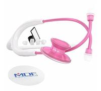MDF Instruments, Acoustica Lightweight Stethoscope for Doctors, Nurses, Students, Home Health Use, Adult, Dual Head, White Tube, Pink Pinkore Chestpiece-Headset, MDF747XPPO29