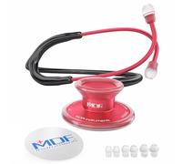 MDF Instruments, Acoustica Lightweight Stethoscope for Doctors, Nurses, Students, Home Health Use, Adult, Dual Head, Black Tube, Red Chestpiece-Headset, MDF747XPR11