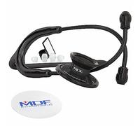 MDF Instruments, Acoustica Lightweight Stethoscope for Doctors, Nurses, Students, Home Health Use, Adult, Dual Head, Black Tube, Black Chestpiece-Headset, MDF747XPBO