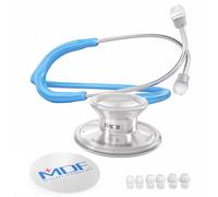 MDF Instruments, Acoustica Lightweight Stethoscope for Doctors, Nurses, Students, Home Health Use, Adult, Dual Head, Bright Blue, Silver Chestpiece-Headset,MDF747XP14