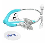 MDF Acoustica Lightweight Stethoscope for Doctors, Nurses, Students, Home Health Use, Adult, Dual Head, Pastel Blue Tube, Silver Chestpiece-Headset, MDF747XP03