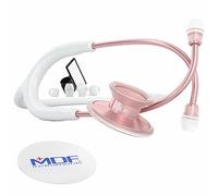 MDF Instruments, Acoustica Lightweight Stethoscope for Doctors, Nurses, Students, Home Health Use, Adult, Dual Head White Tube, RoseGold Chestpiece-Headset, MDF747XPRG29
