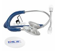 MDF Instruments, Acoustica Lightweight Stethoscope for Doctors, Nurses, Students, Home Health Use, Adult, Dual Head, Navy Blue Tube, Silver Chestpiece-Headset, MDF747XP04