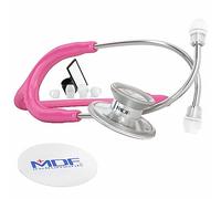 MDF Instruments, Acoustica Lightweight Stethoscope for Doctors, Nurses, Students, Home Health Use, Adult, Dual Head, Fuchsia Tube, Silver Chestpiece-Headset, MDF747XP32