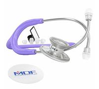 MDF Instruments, Acoustica Lightweight Stethoscope for Doctors, Nurses, Students, Home Health Use, Adult, Dual Head, Pastel Purple Tube, Silver Chestpiece-Headset, MDF747XP07